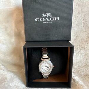 NIB! Coach Watch Madison W1493 Silver/Rose Gold Tone Crystal Womens Wrist watch